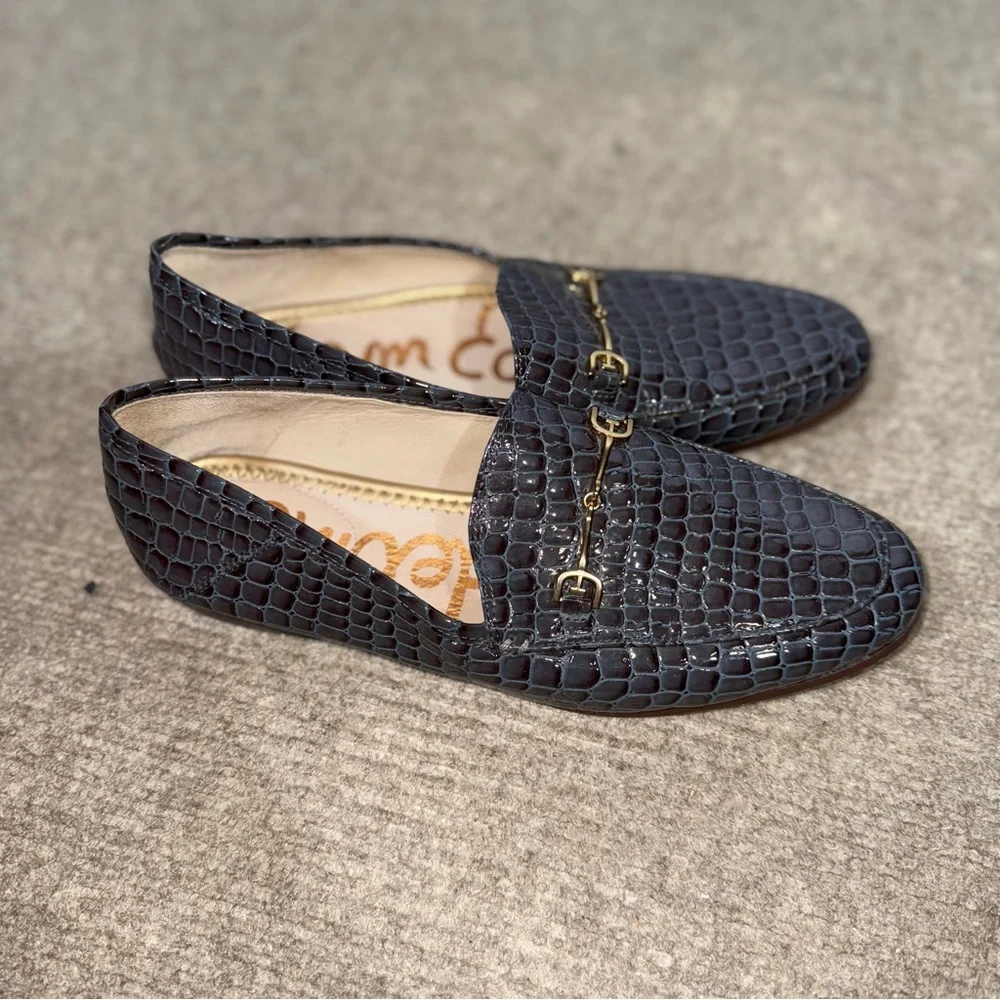 SAM EDELMAN Lorraine Loafer with Bit Hardware Croc‎ embossed size 8